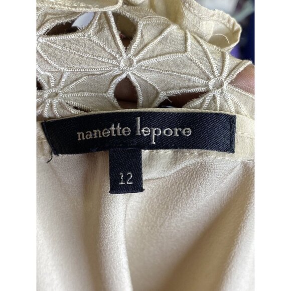 Nanette Lepore Womens Faustina‎ Blouse Long Sleeve Floral Lace Button Up Size 12 - Picture 6 of 9